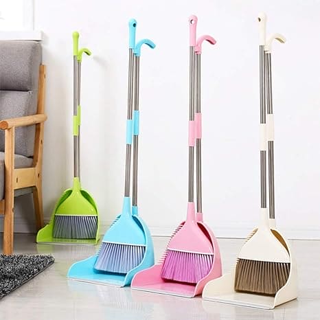 Broom And Dustpan Set, Soft Bristle Broom and Dustpan, Large Long Broom for Indoor/Outdoor Sweeping, Durable Removable Broom and Dustpan Stand, Household Plastic Broom, Dustpan Set, Broom Sweeping Artifact Wiper, Home Room Office Lobby Floor Use Dust Pan Broom And Dustpan Set, Soft Bristle Broom and Dustpan, Large Long Broom for Indoor/Outdoor Sweeping, Durable Removable Broom and Dustpan Stand, Household Plastic Broom, Dustpan Set, Broom Sweeping Artifact Wiper, Home Room Office Lobby Floor Use Dust Pan